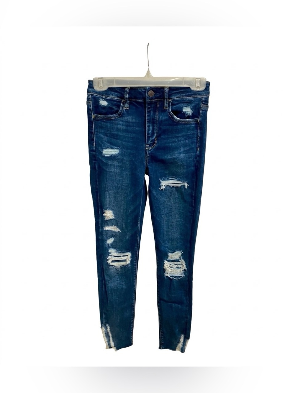 American Eagle Outfitters Dark Blue Distressed Skinny Jeans